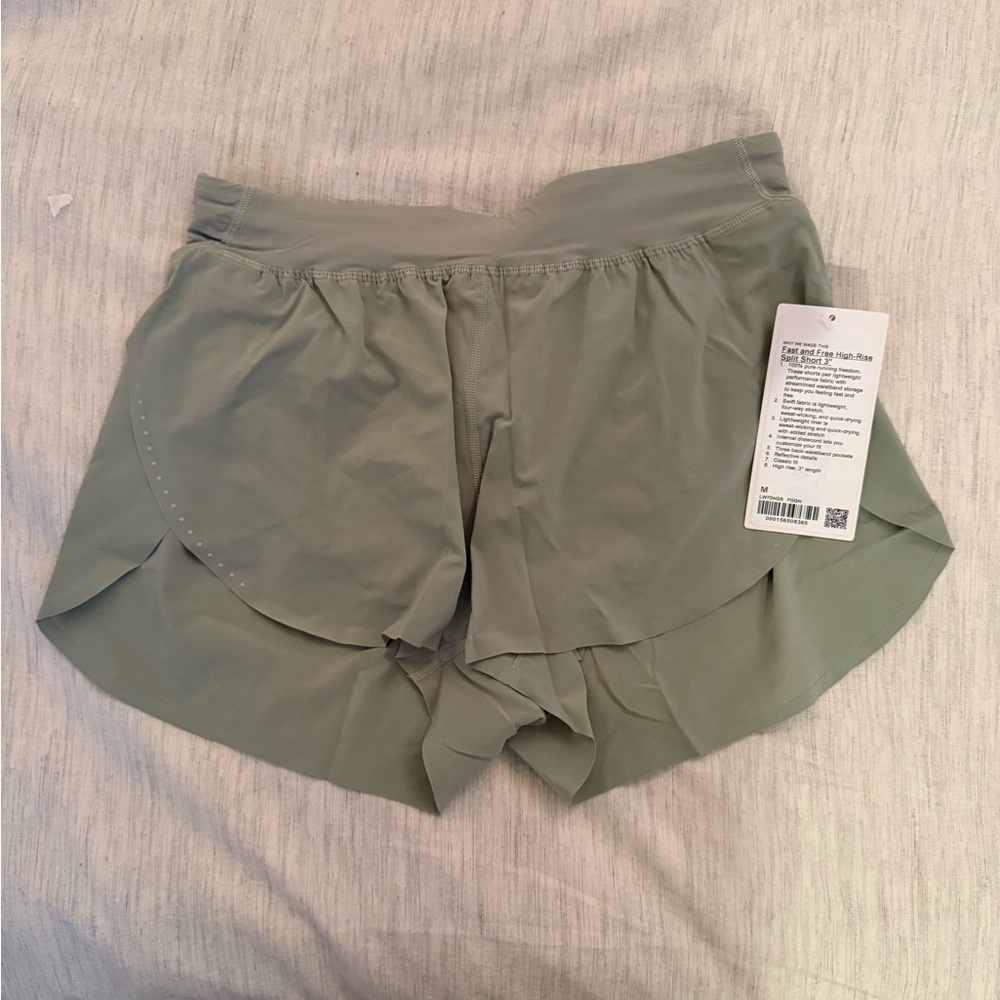 Lululemon fast-and-free 3” shorts fog green - BRAND NEW